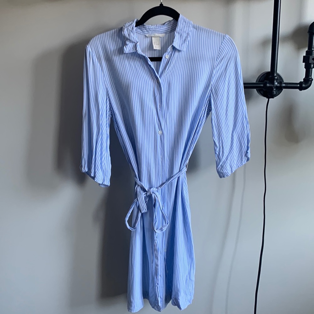 H&M Button Up Dress - Blue and White Stripe in size 2 - Picture 2 of 8